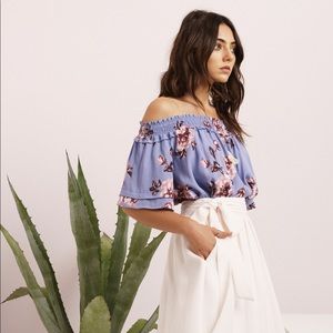 ASTR Esme Purple Off the Shoulder Top